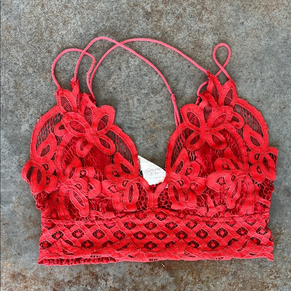 Free People’s Adella Bralette in the Garnet Red